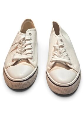 Women's White Canvas Slip-On Sneakers